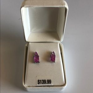 Sterling Silver pink Sapphire Earrings new